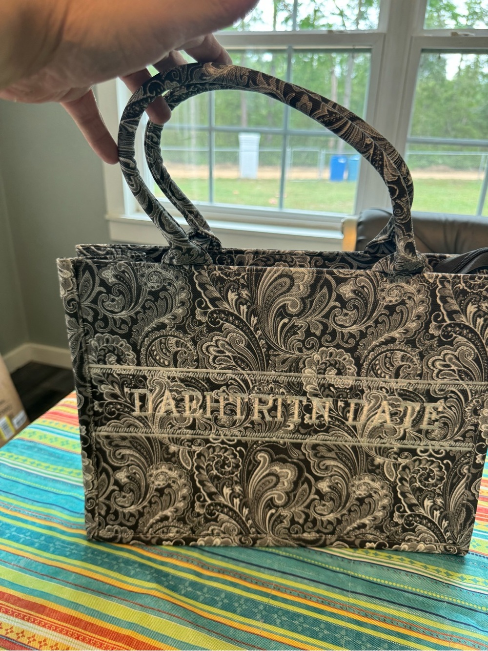 Vera Bradley Black & White Paisley Canvas Tote